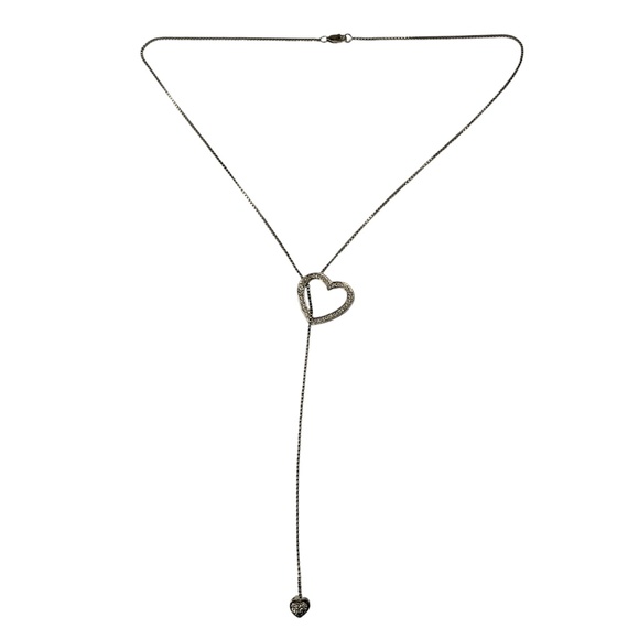 14 Karat White Gold Diamond Heart Lariat Necklace #18745 - Picture 1 of 8